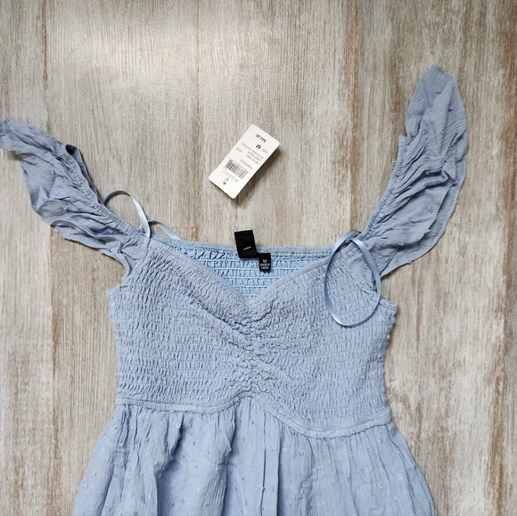 NWT Windsor Just Peachy Keen Off The Shoulder Midi Dress Blue Front Slit Sz M - Picture 2 of 12